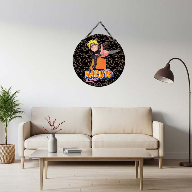 Anime Theme Wooden Wall Hanging for Kids' Bedroom, Living Room & Playrooms Birthday Return Gift For Kids & Anime Lover (Naruto)